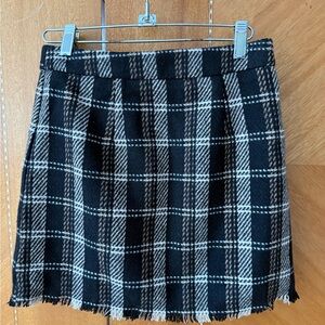 Sage Black and White Plaid A-Line Skirt
